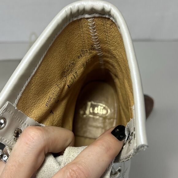 Justin Roper Womens Size 9 B Pearl White Leather Lace Up Kilt Ankle Cowboy Boots - Picture 9 of 9